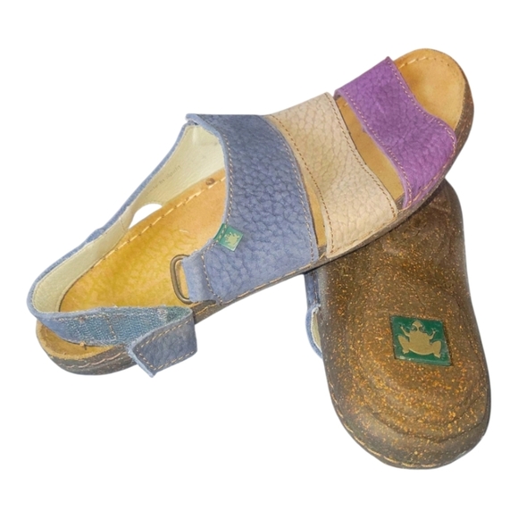 El Naturalista Multi Color Velcro Eco Friendly Leather Strappy Sandals Sz 42 - Picture 8 of 10